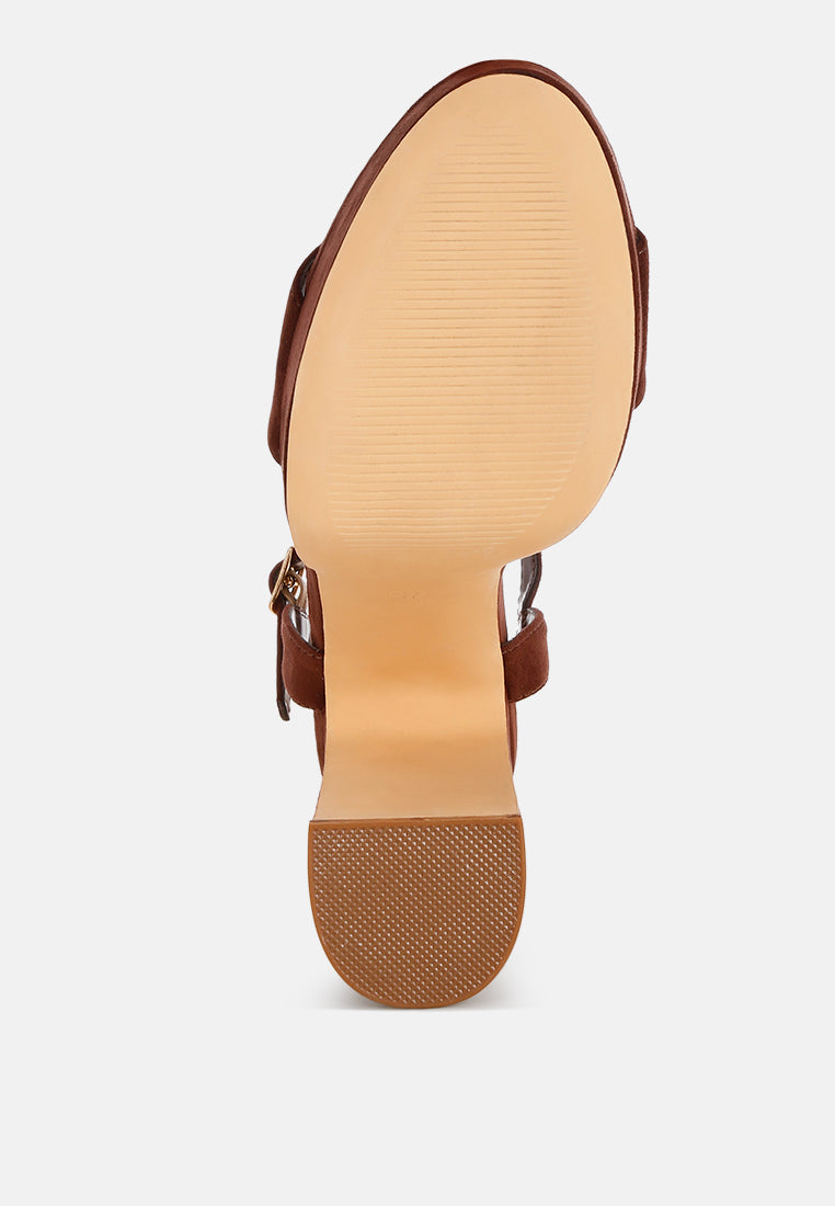 lilasta pin buckle platform block heels#color_brown