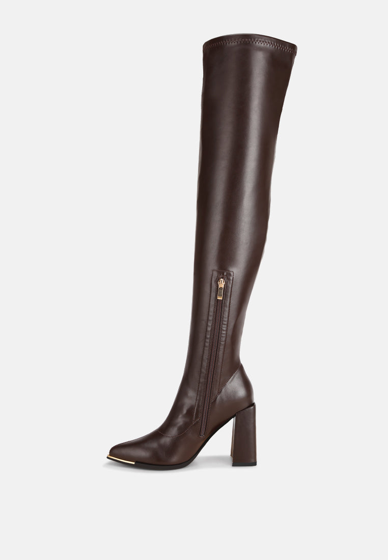 veronica block heel long boots#color_brown-smooth