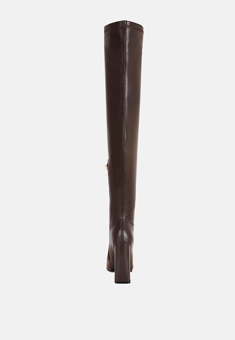 pointed toe long boots#color_brown-smooth