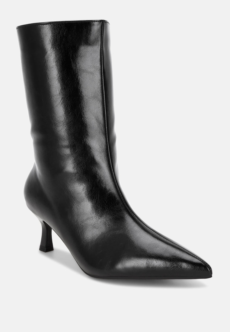 Bumbles Kitten Heel Pointed Toe Boots#color_black-smooth