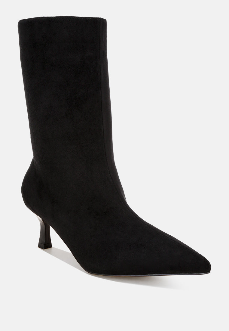 Bumbles Kitten Heel Pointed Toe Boots#color_black-suede