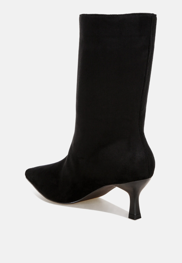 Bumbles Kitten Heel Pointed Toe Boots#color_black-suede
