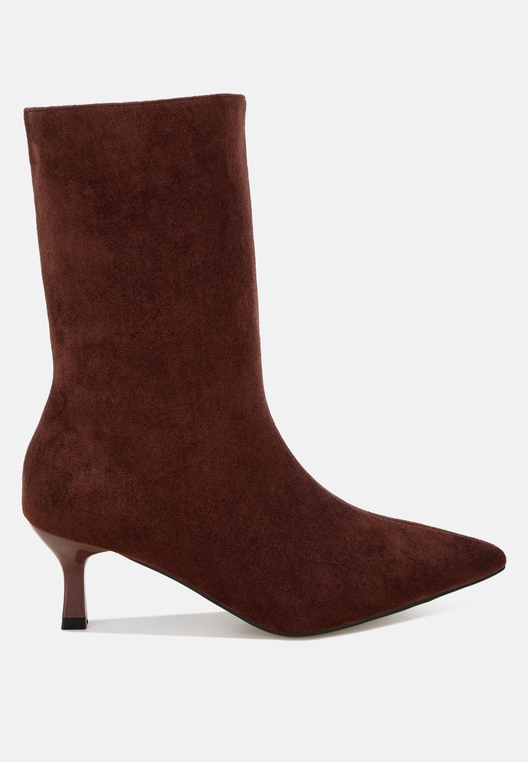 Bumbles Kitten Heel Pointed Toe Boots#color_brown-suede