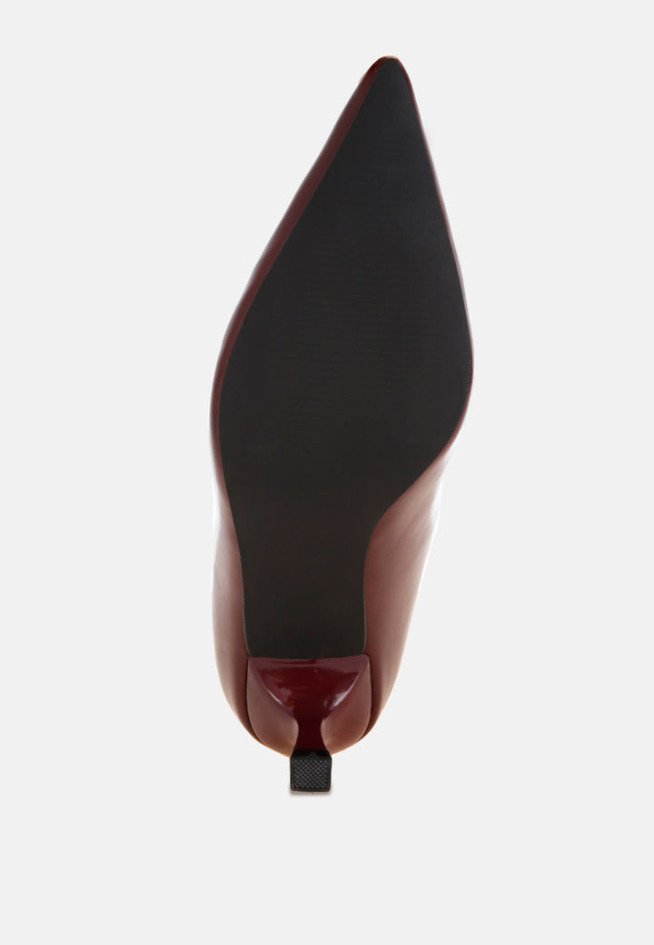 Bumbles Kitten Heel Pointed Toe Boots#color_burguday-smooth