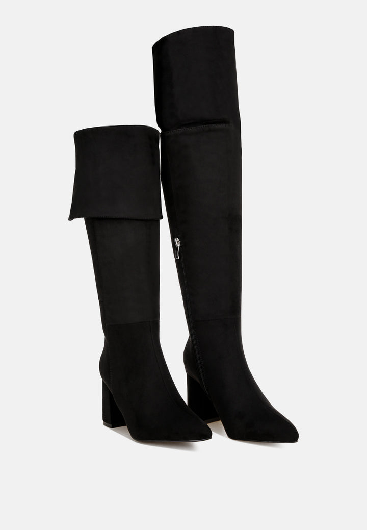 Mulbari Foldover Block Heel Boots#color_black-suede