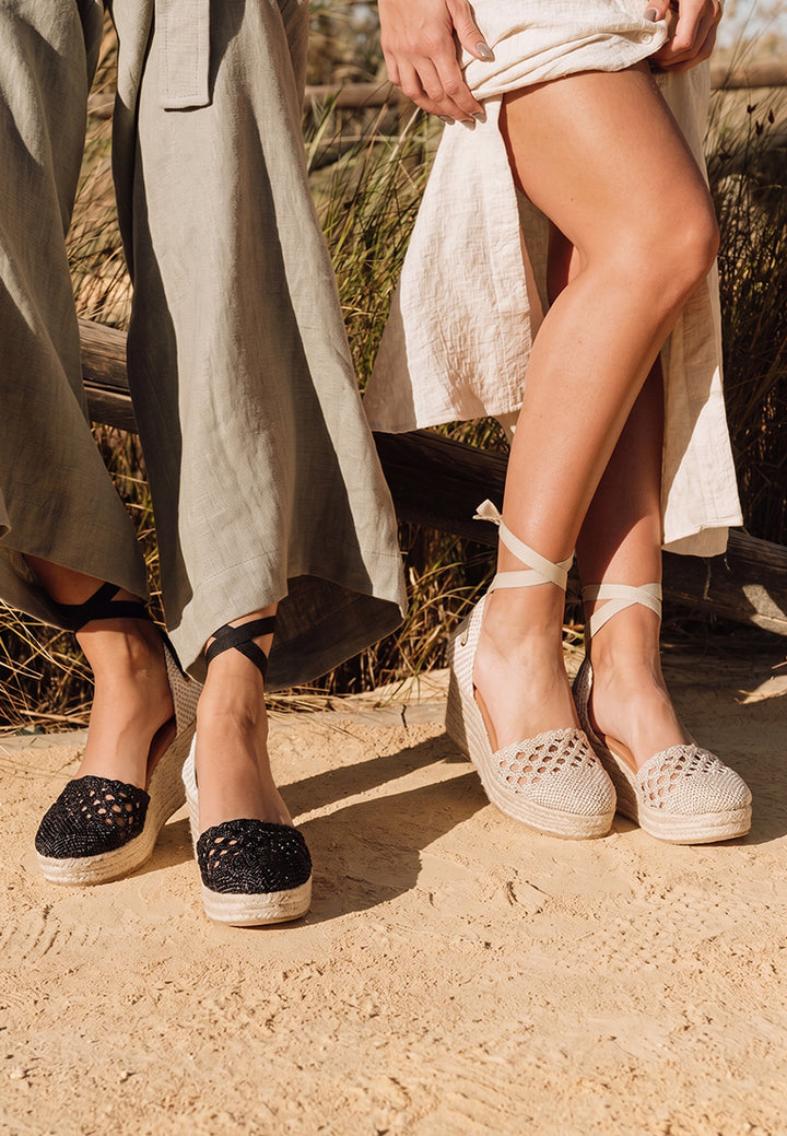 nomader woven lace-up espadrille wedges#color_beige