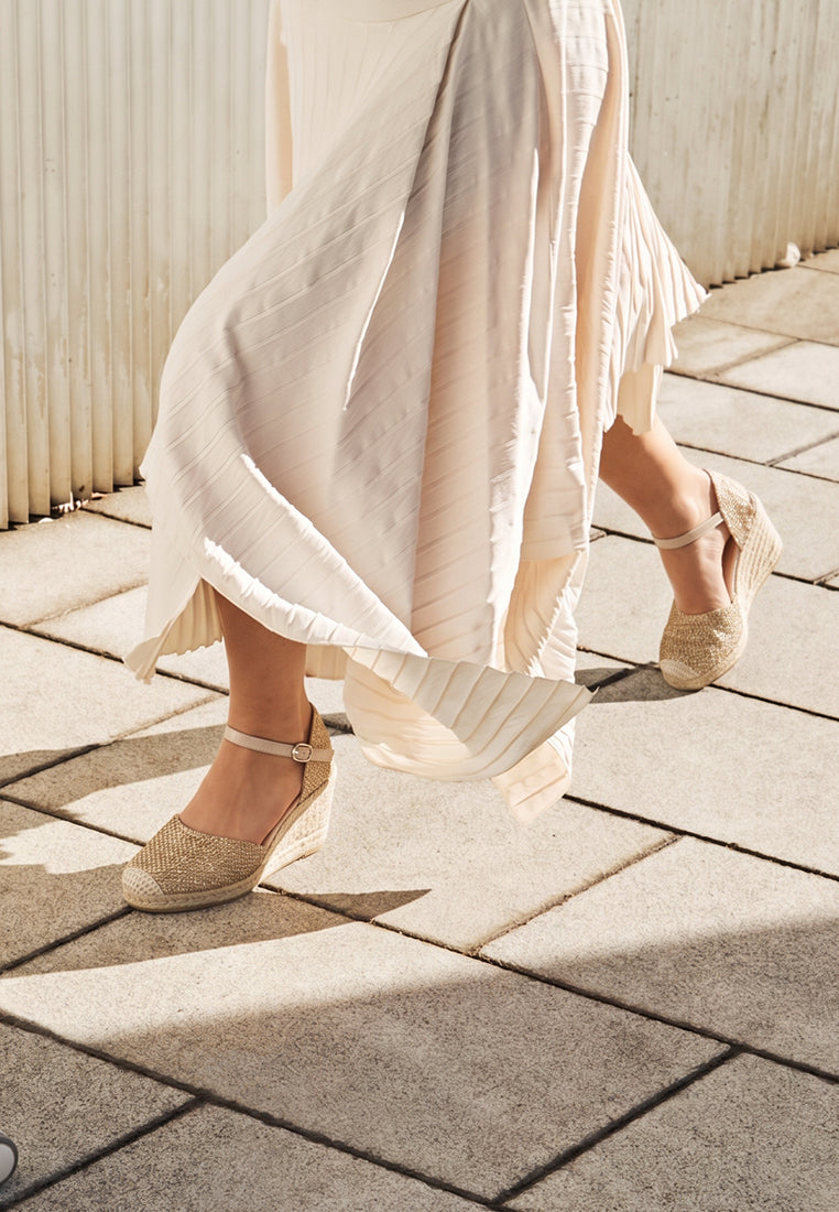 Ozaya Pin Buckle Espadrille Wedge Heels#color_beige