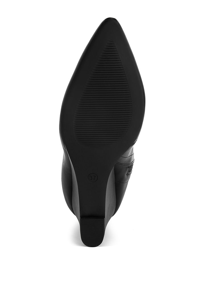 stretchable wedge boots#color_black-smooth