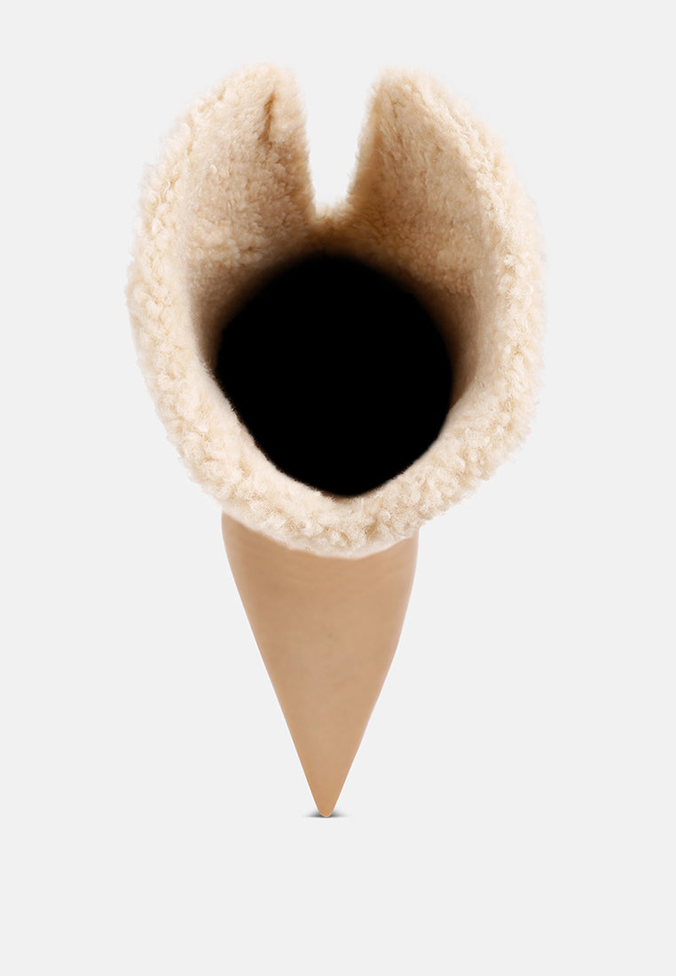 jenah faux Shearling detail Stiletto heel boots#color_beige-suede