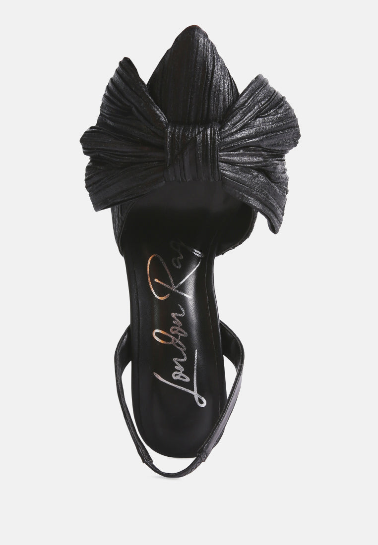 kiki high heeled bow slingback sandals#color_black