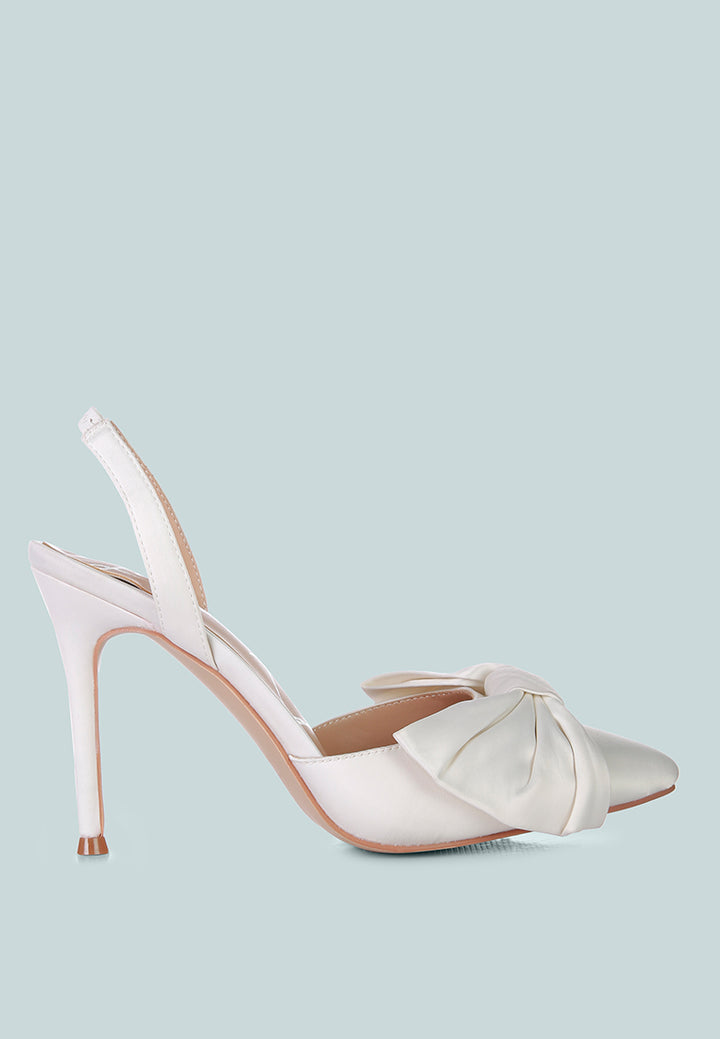 smitten high heeled bow slingback sandals#color_white