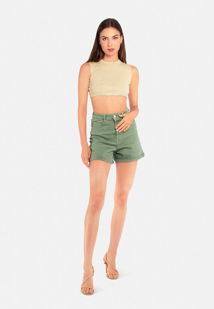 high waist shorts#color_green