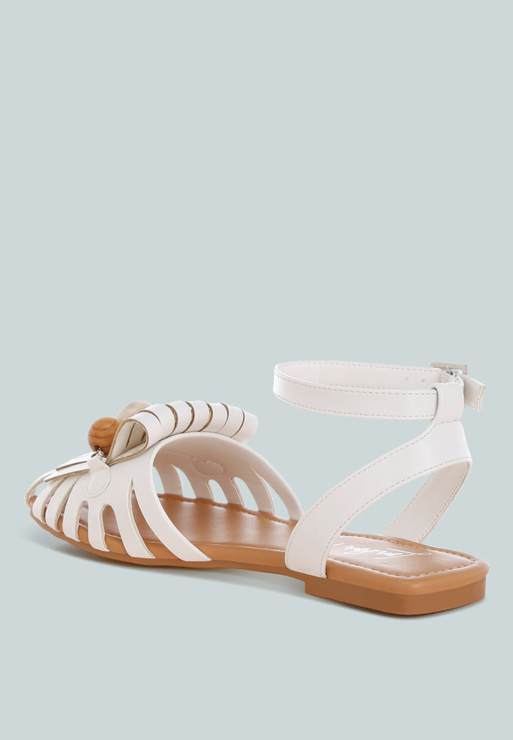 saguara cut work bead embellished flats#color_white-smooth