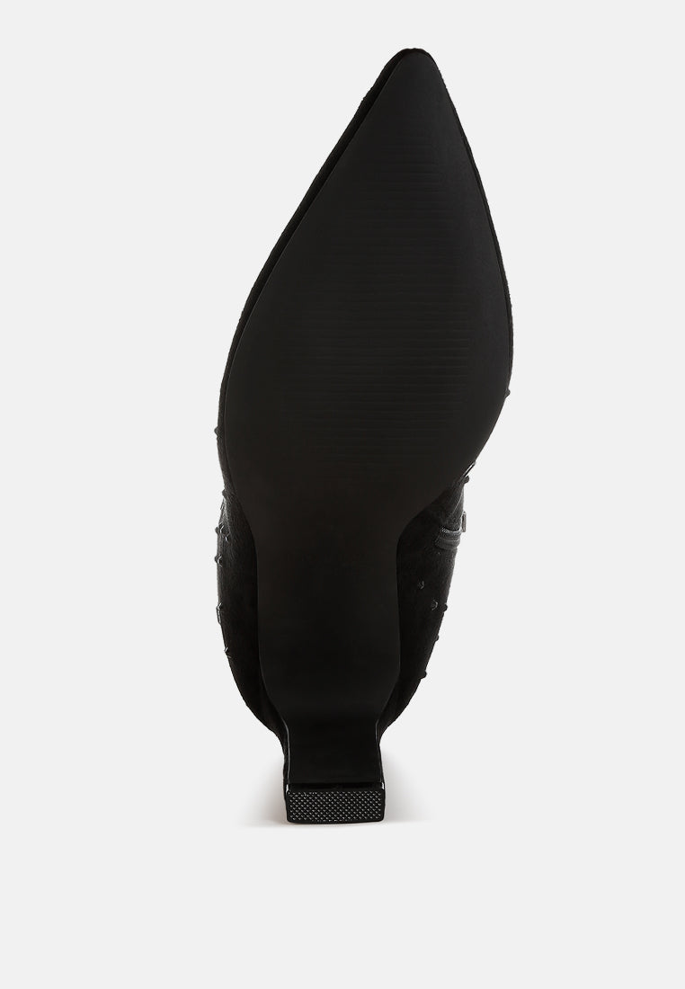 diamante embellished microfiber boots by ruw#color_black