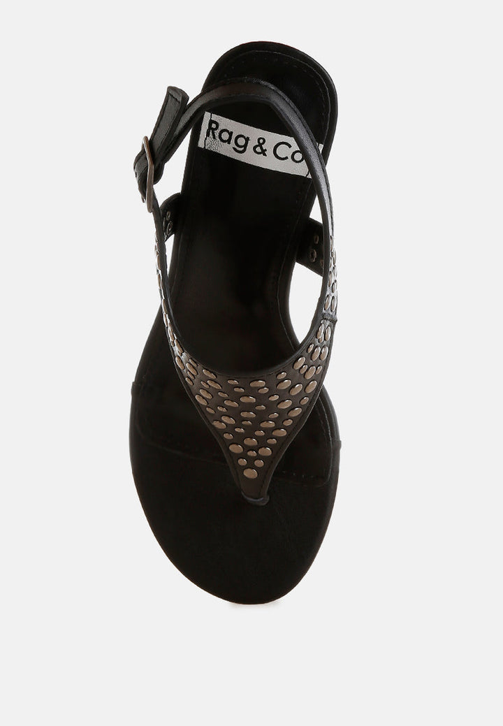 sappho studded thong toe wedges#color_black