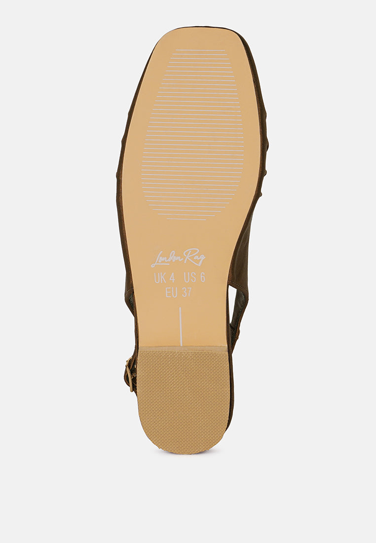 Satin Square Toe Flat Slingback By MODE