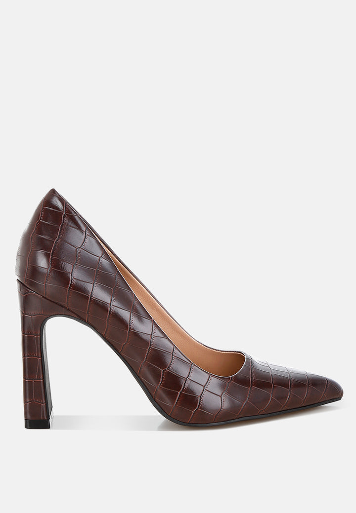 scheba sleek block heel pumps#color_brown
