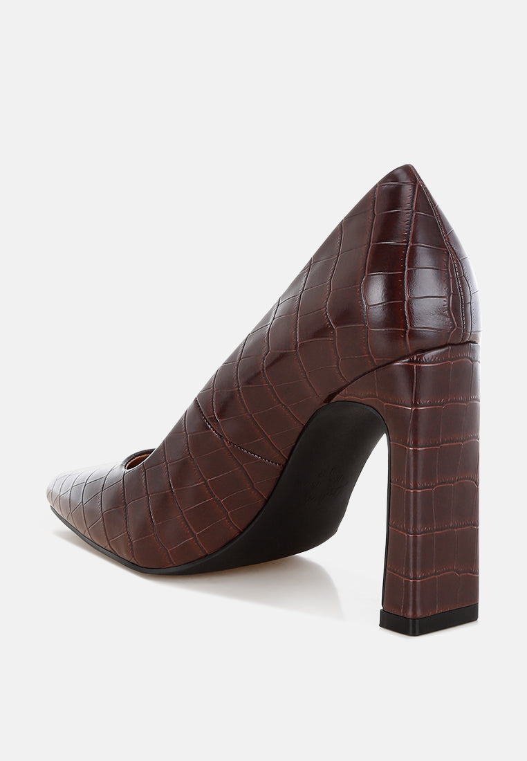 scheba sleek block heel pumps#color_brown