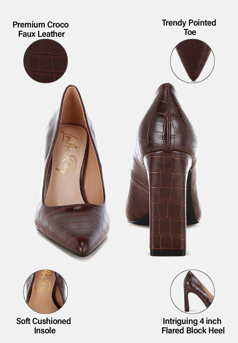 scheba sleek block heel pumps#color_brown