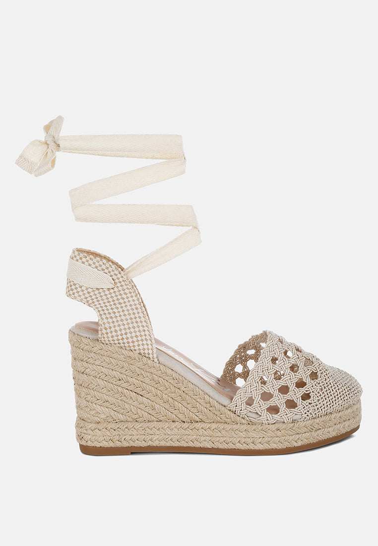 nomader woven lace-up espadrille wedges#color_beige