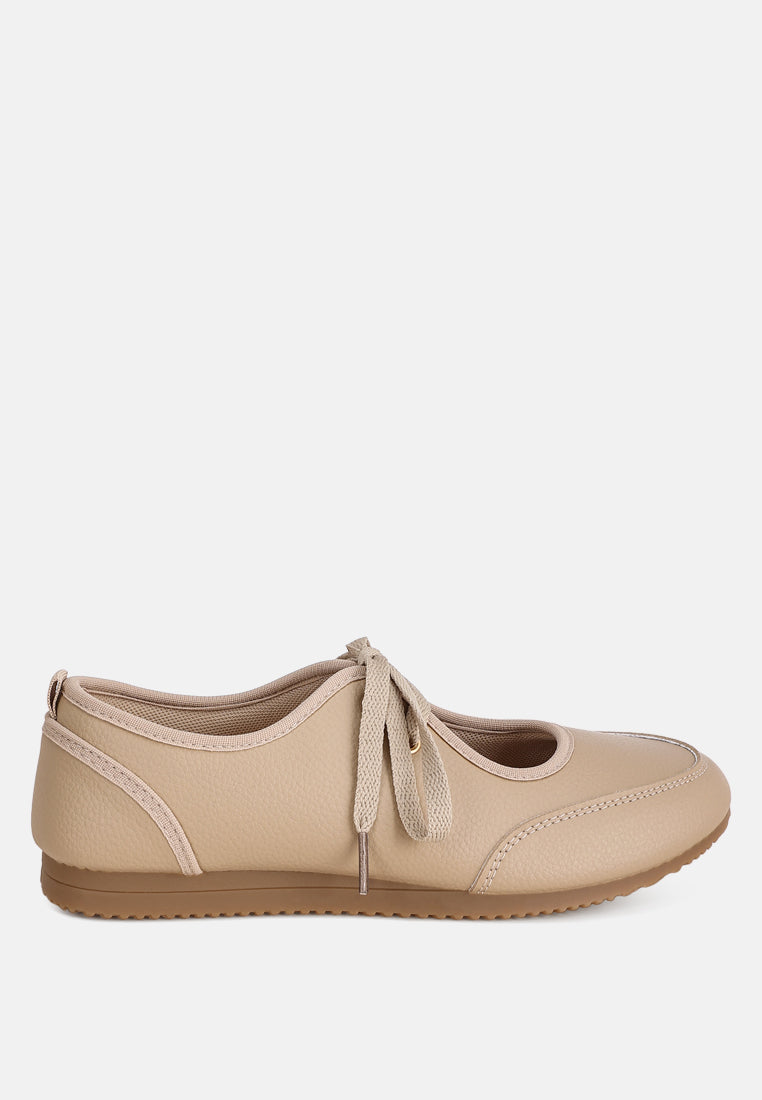zapatillas selka con cordones para mujer#color_beige-smooth