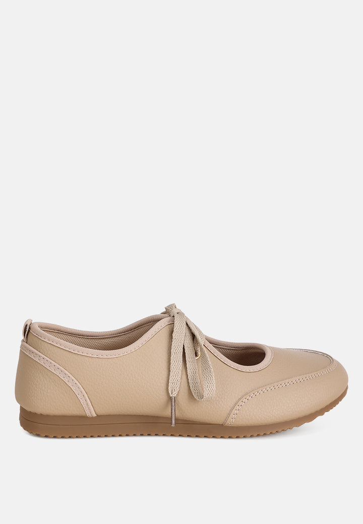 zapatillas selka con cordones para mujer#color_beige-smooth