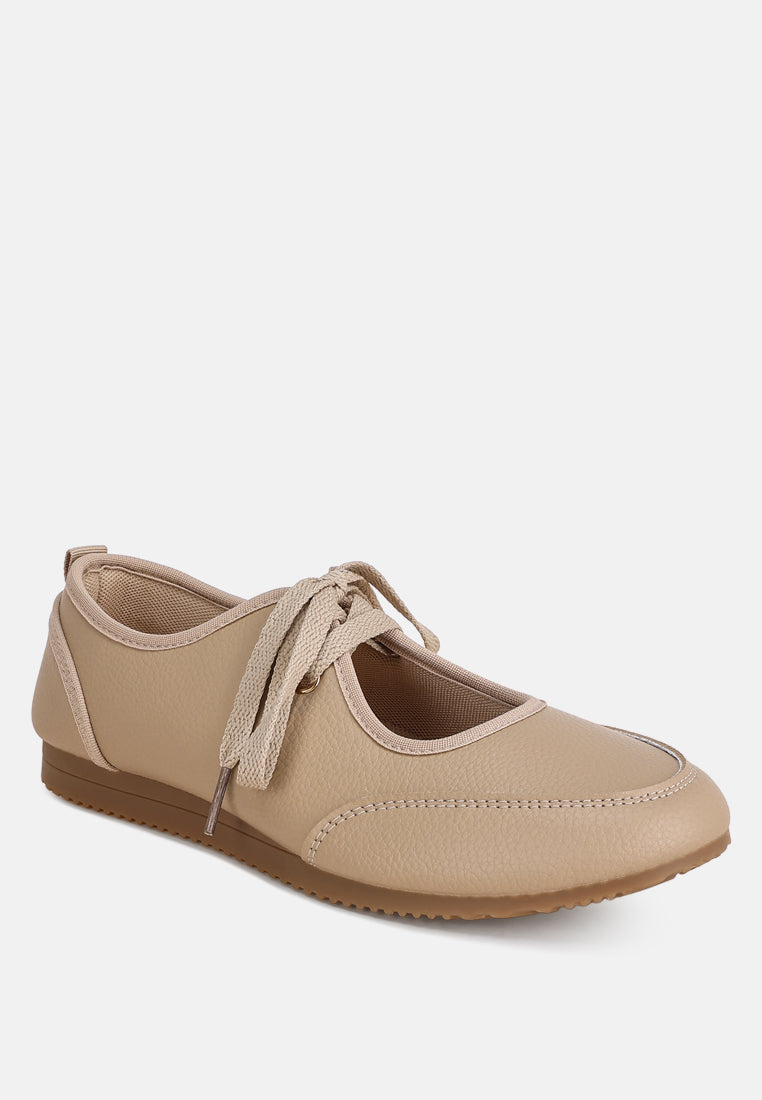 zapatillas selka con cordones para mujer#color_beige-smooth