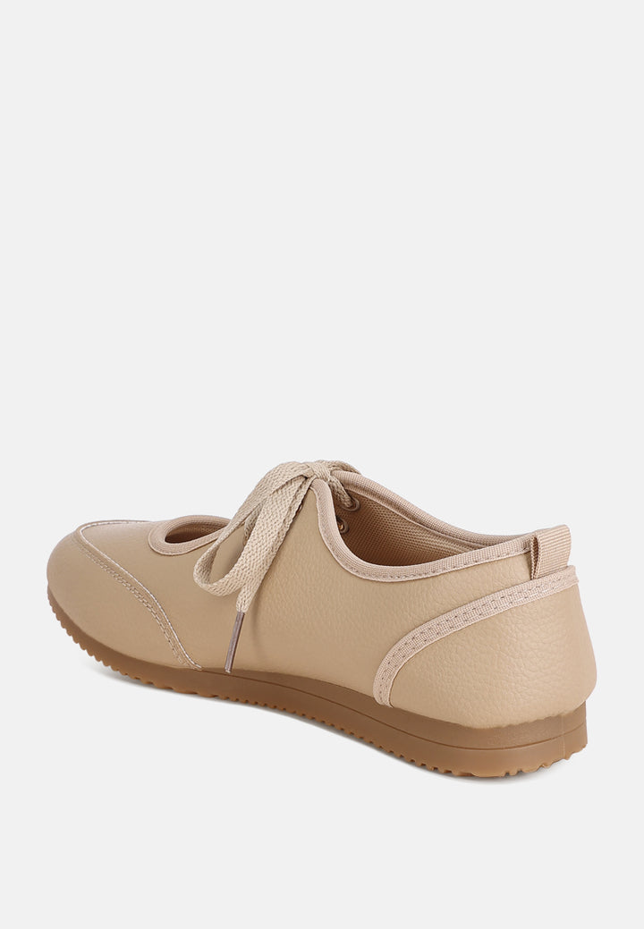 zapatillas selka con cordones para mujer#color_beige-smooth