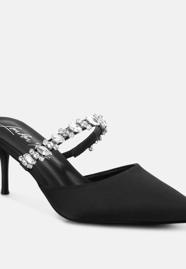 diamante stiletto mules sandal by mode#color_black