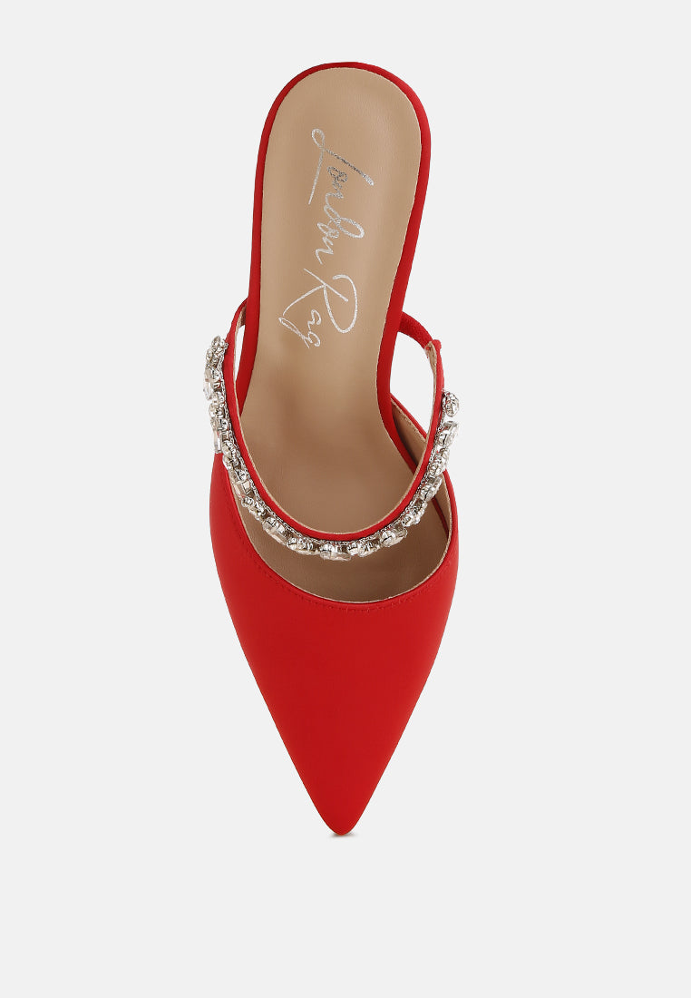 sena diamante stiletto mules sandals#color_red