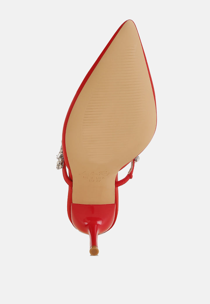 sena diamante stiletto mules sandals#color_red