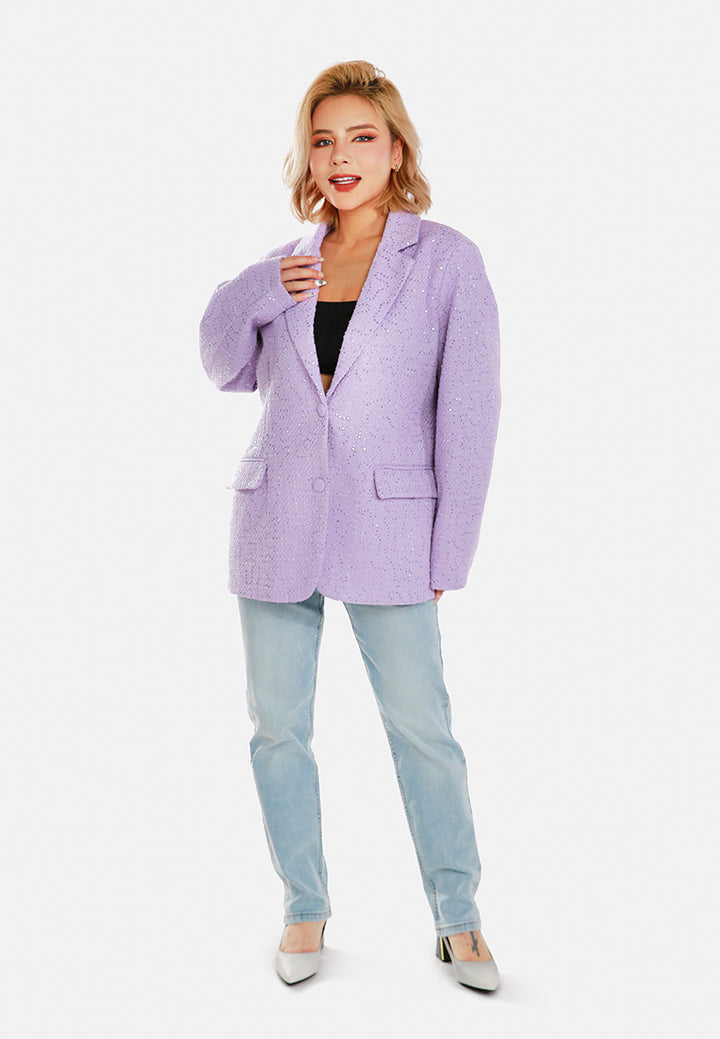 sequin embellished oversized blazer by ruw#color_lilac