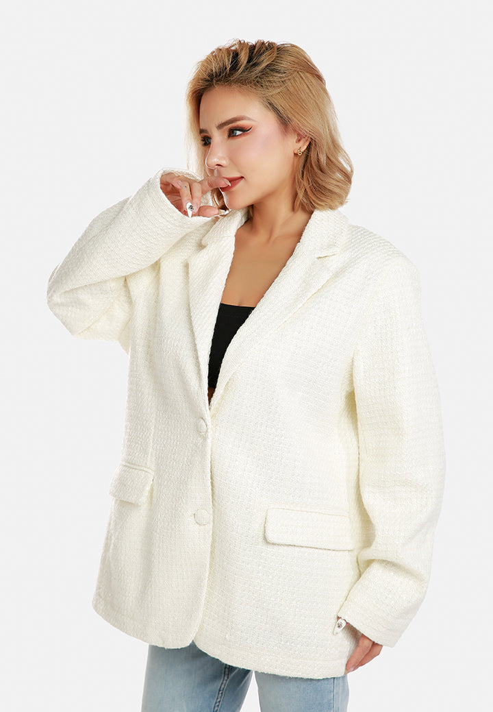 sequin embellished oversized blazer by ruw#color_white