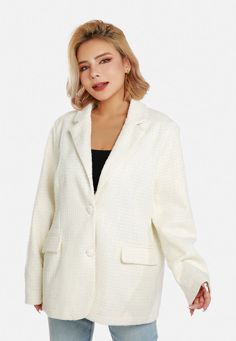 sequin embellished oversized blazer by ruw#color_white