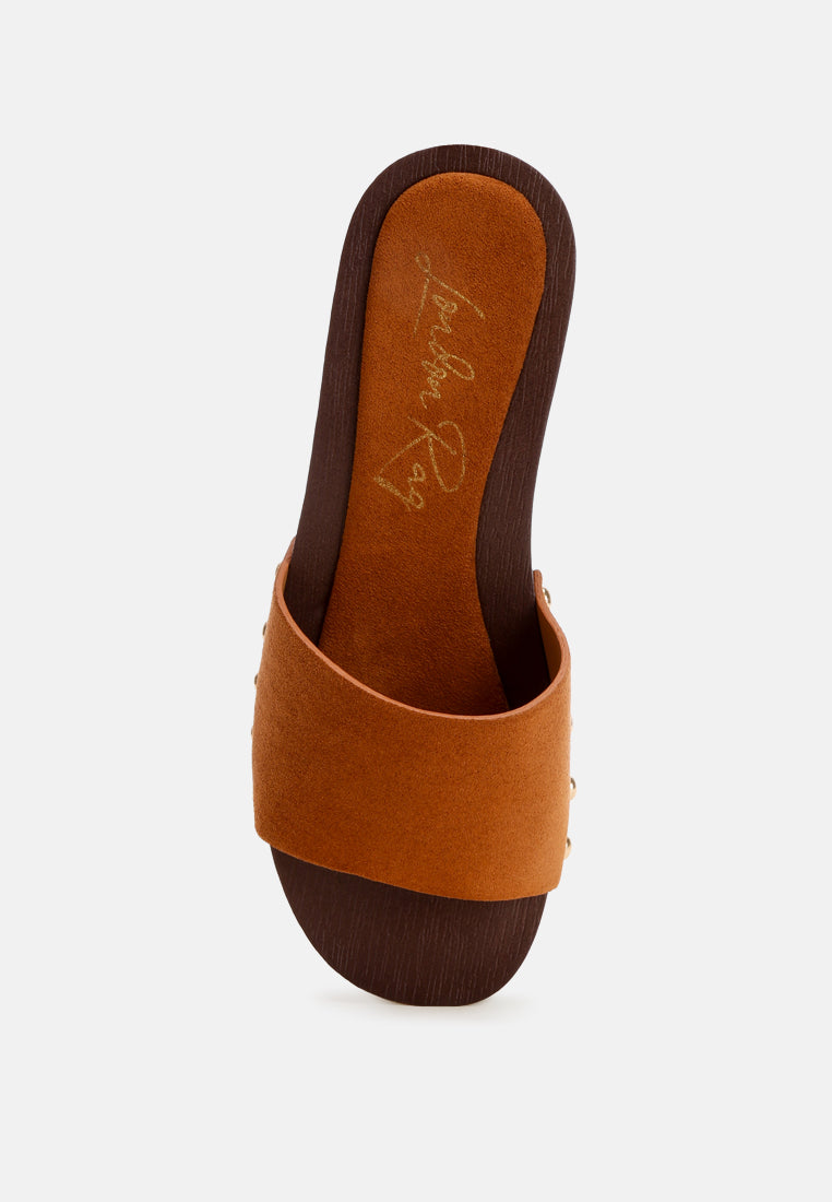 seraxa open round toe cushioned sandals#color_tan