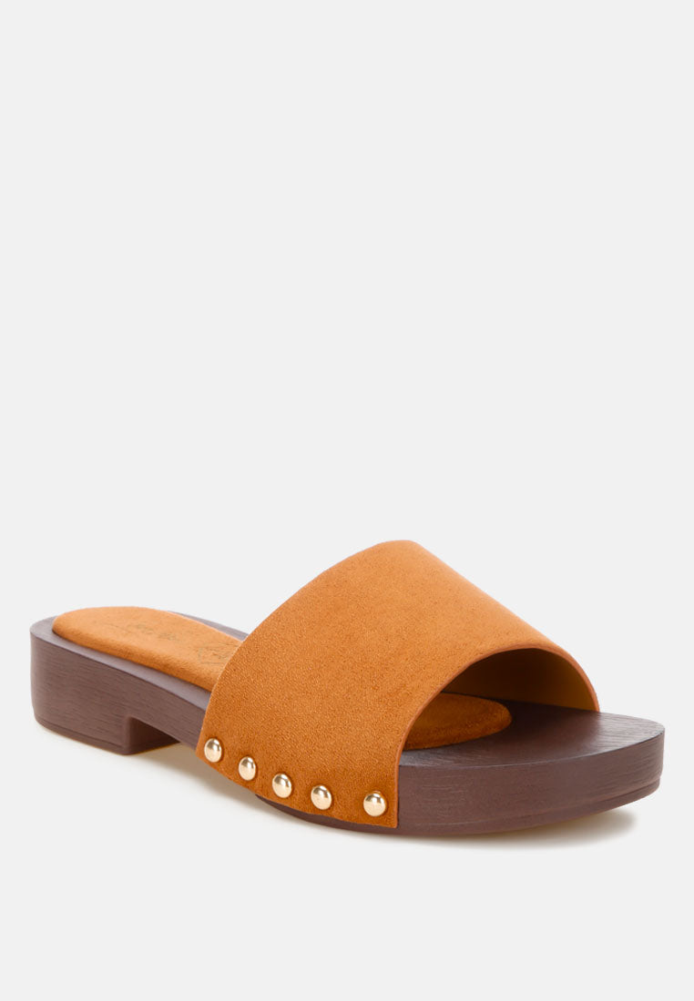 seraxa open round toe cushioned sandals#color_tan