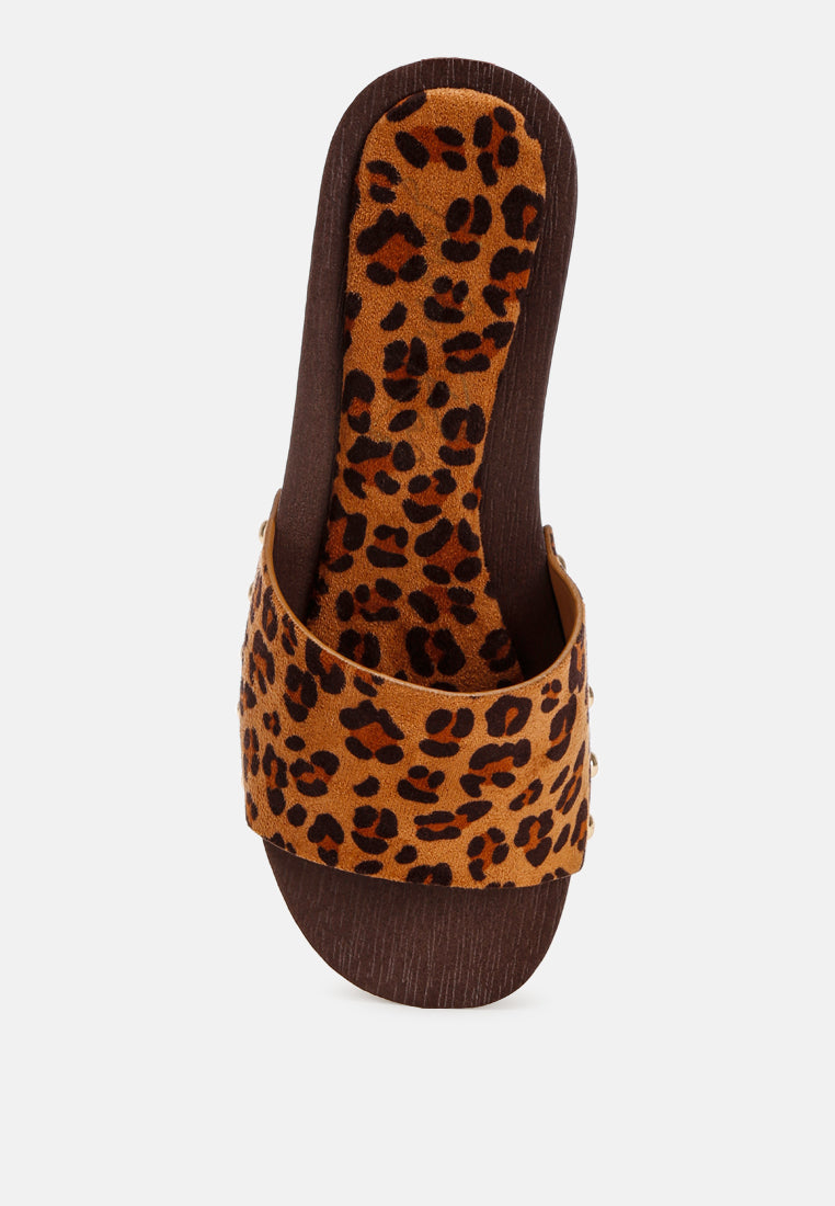 seraxa open round toe cushioned sandals#color_leopard
