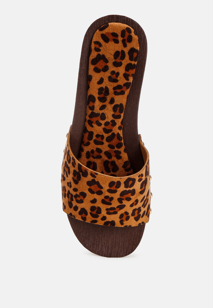 seraxa open round toe cushioned sandals#color_leopard