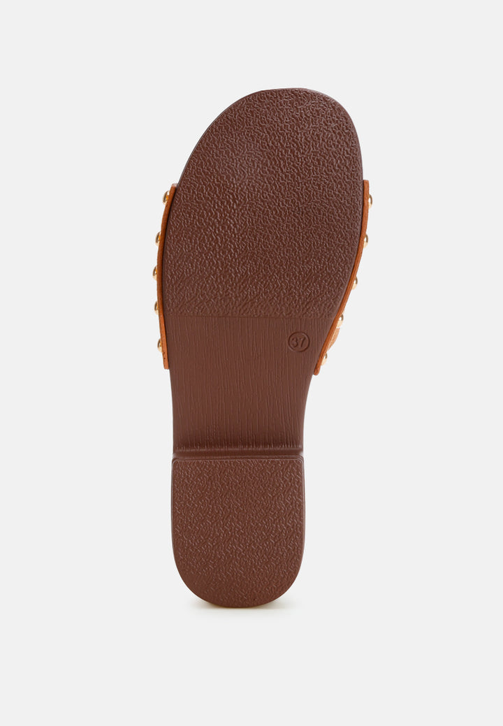 seraxa open round toe cushioned sandals#color_tan