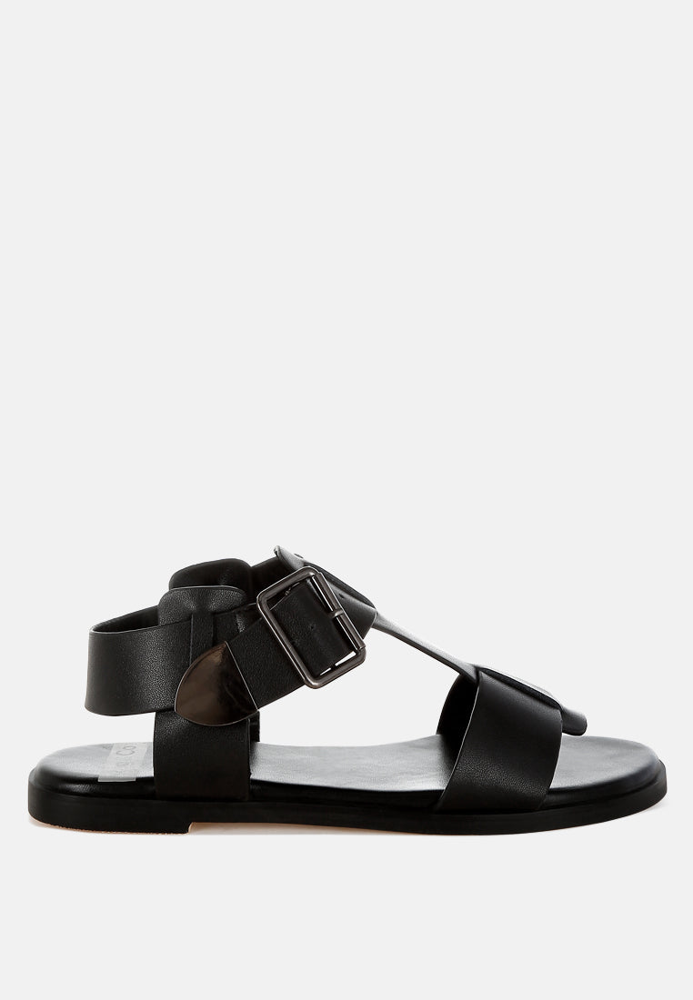 shayla gladiator flat sandals#color_black