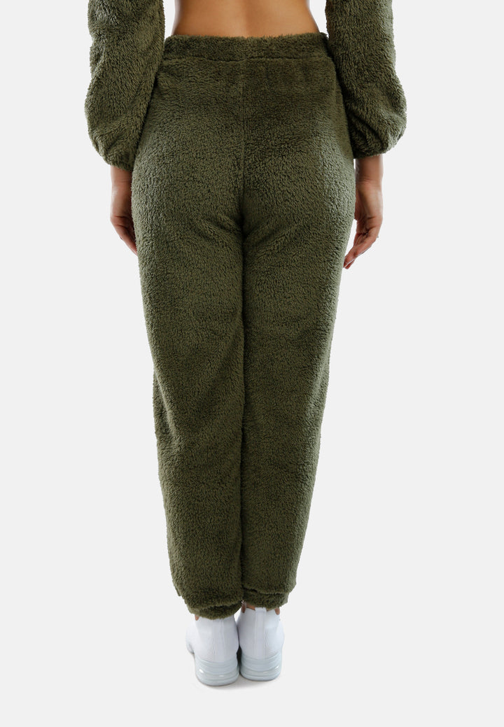 Shearling Drawstring Lounge Pants#color_army-green