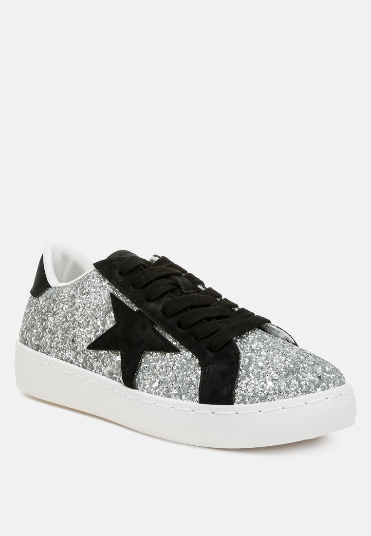 glitter star chunky sneakers by mode#color_silver