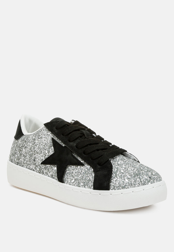 glitter star chunky sneakers by mode#color_silver