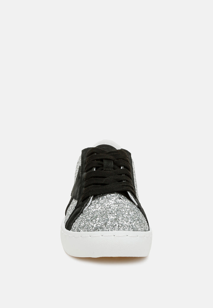 glitter star chunky sneakers by mode#color_silver