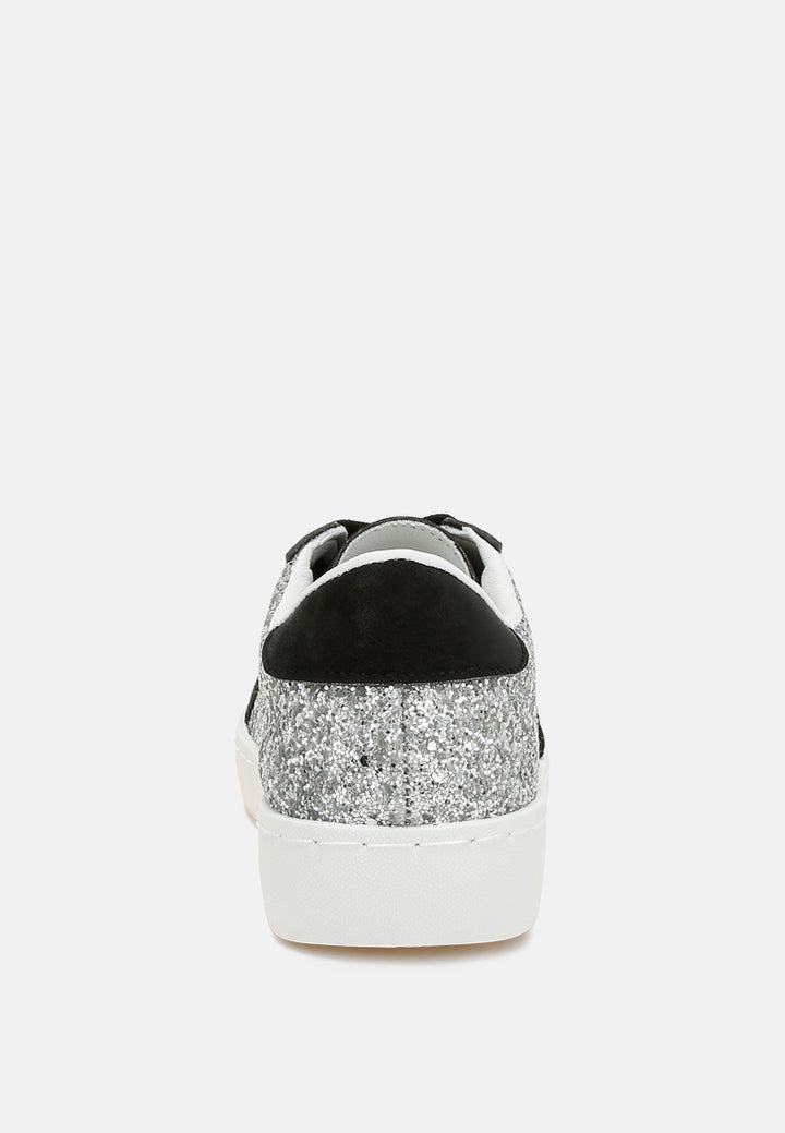 glitter star chunky sneakers by mode#color_silver