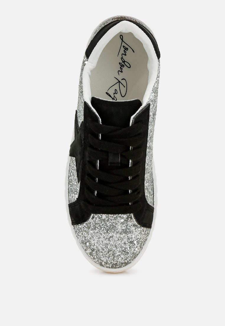 glitter star chunky sneakers by mode#color_silver