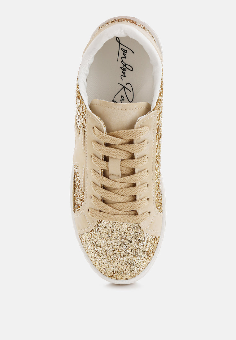 glitter star chunky sneakers by mode#color_gold
