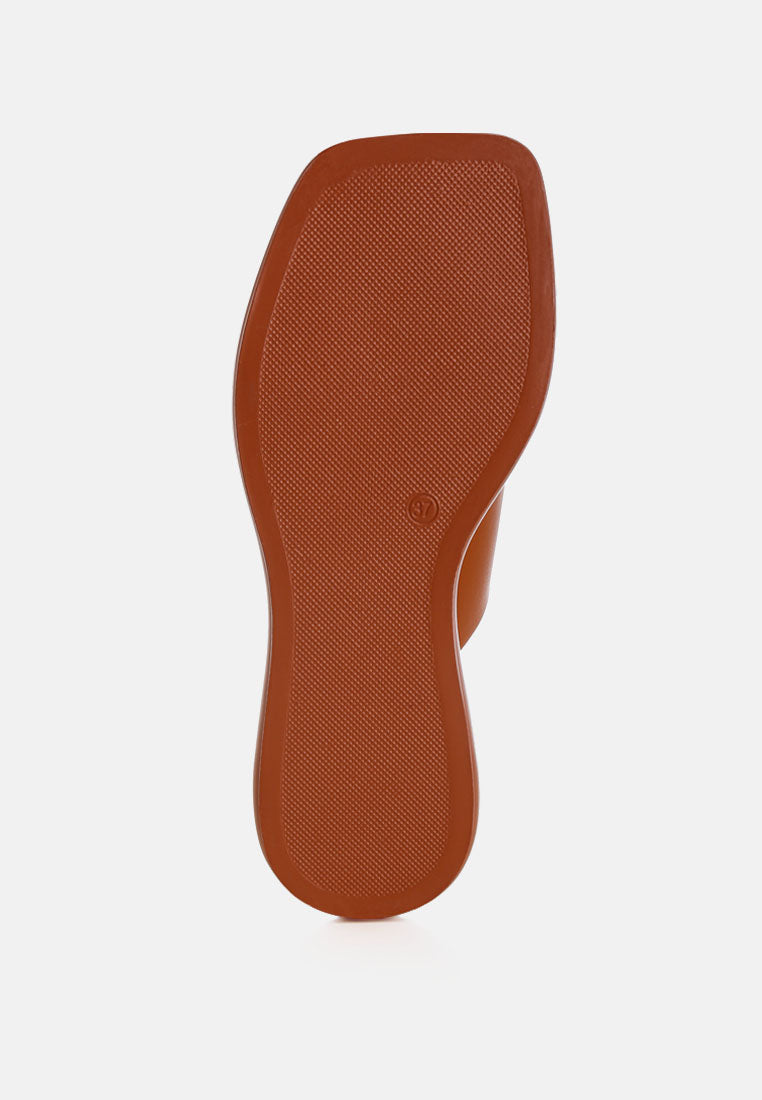 shosa genuine leather criss-cross flats#color_tan