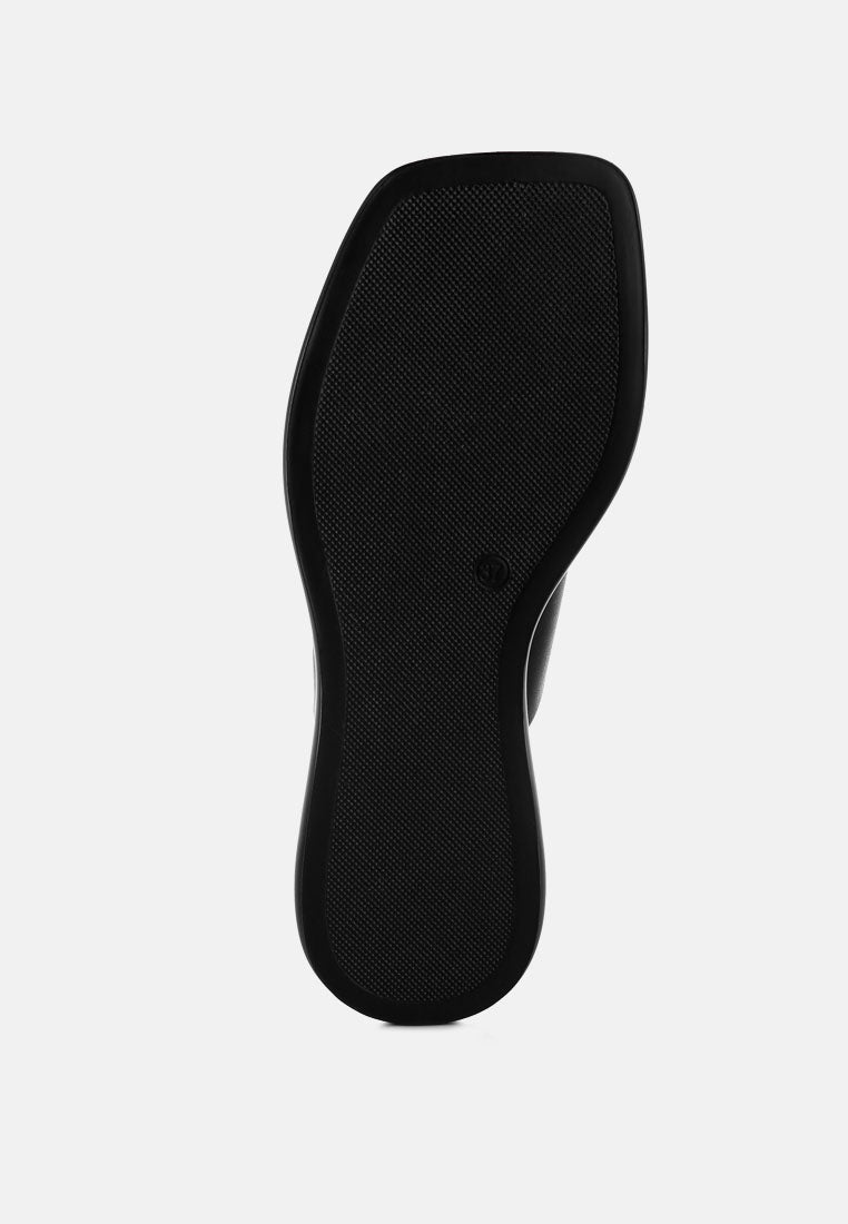 shosa genuine leather criss-cross flats#color_black