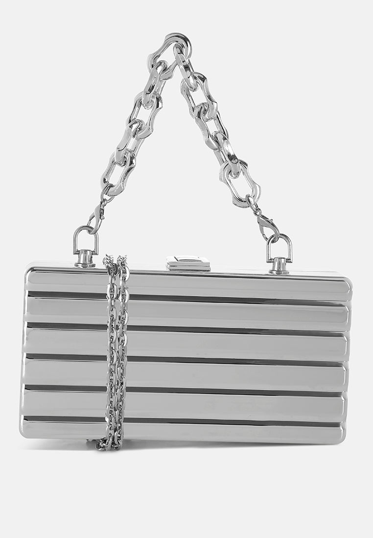Silver Metallic Mini Box Purse By RUW